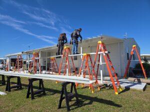 Mobile home carport being Installed 