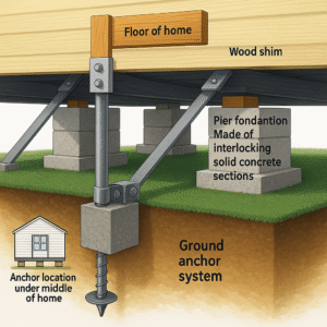 Mobile home hurricane anchors and tie downs to secure homes in Florida during storms