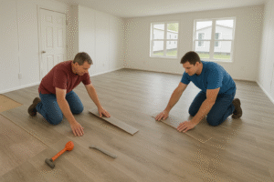 Vinyl Plank Flooring being installed